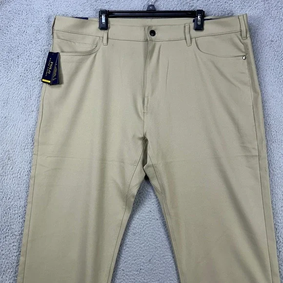 Polo Ralph Lauren Mens Chino‎ Golf Pants 42BX32 Tan Performance Flat front NEW